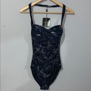NWT one piece navy bathing suit